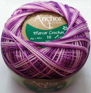 Anchor Artiste Crochet - 10 - žíhaná - fialovo-bílá