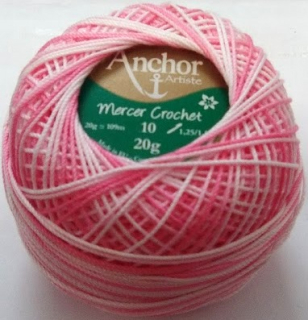 Anchor Artiste Crochet - 10 - žíhaná - růžovo-bílá